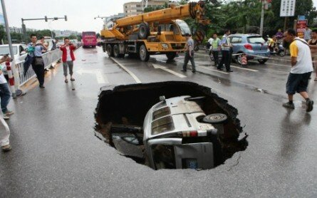 Realistic Car in a Hole