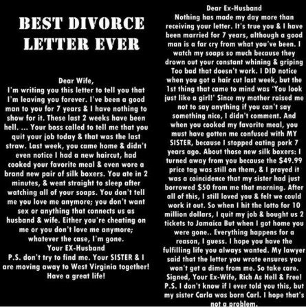 Best divorce letter ever