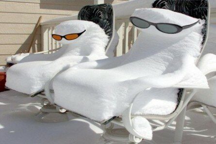 Funny snow deck chairs