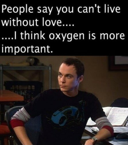 Sheldon, The Big Bang Theory – Oxygen is more important than love