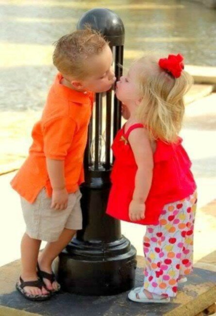 Cute kids kissing